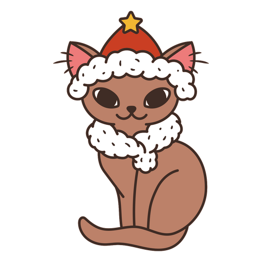 Ilustración adorable de gato navideño Diseño PNG