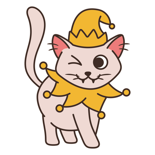 Playful cat jester illustration PNG Design