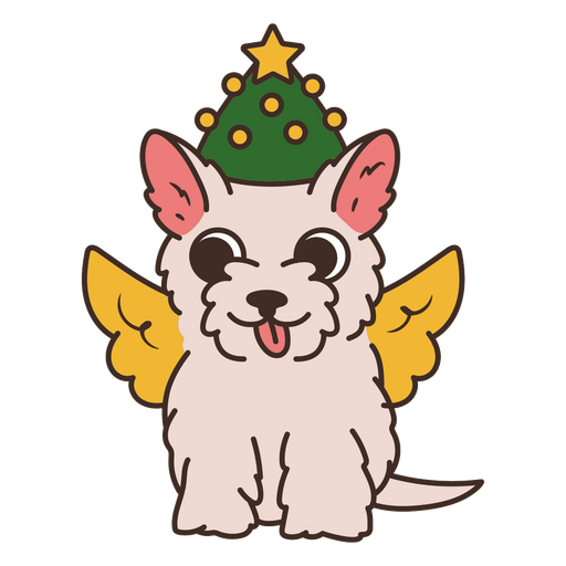 Cachorro fofo de natal usando asas de anjo Desenho PNG