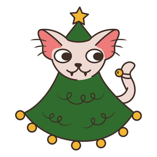 Gato fofo de árvore de natal Desenho PNG