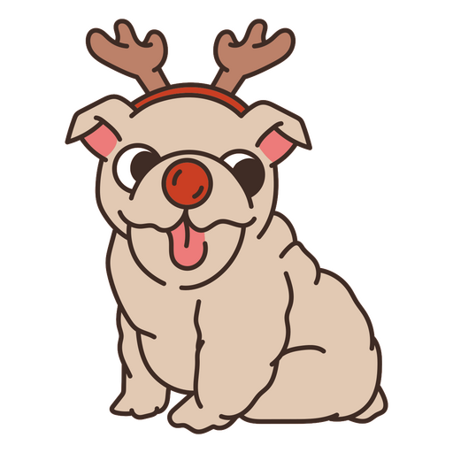 Dog wearing a Santa hat and a red nose PNG Design