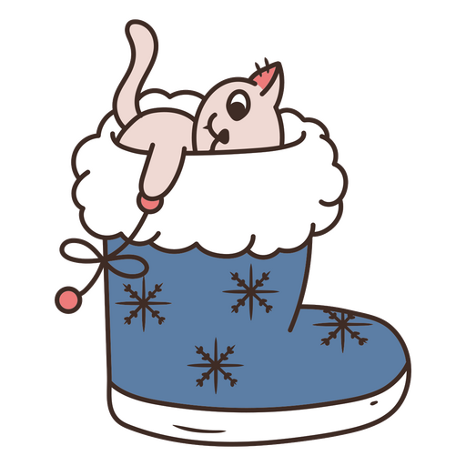 Cute cat in a christmas stocking illustration PNG Design