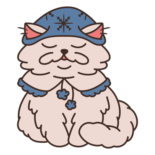 Cute cat wearing hat and scarf PNG Design