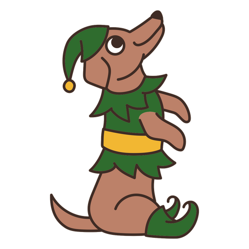 Adorable dog wearing an elf custome PNG Design