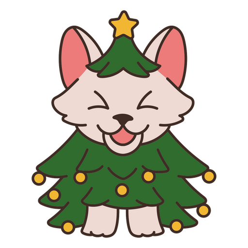 Design fofo de árvore de natal para cachorro Desenho PNG