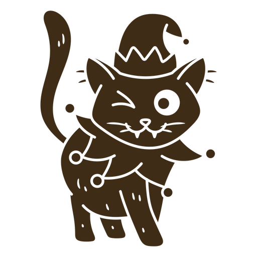 Playful jester cat illustration PNG Design