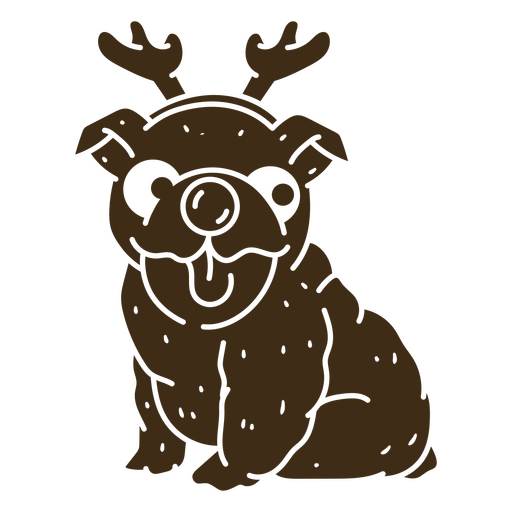 Ilustración de un pug reno juguetón Diseño PNG