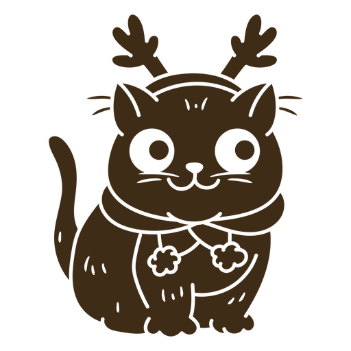 Lindo gato navideño con diseño de astas de reno. Diseño PNG