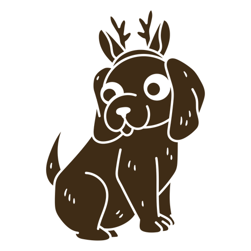 Ilustração de cachorro brincalhão com chifres Desenho PNG