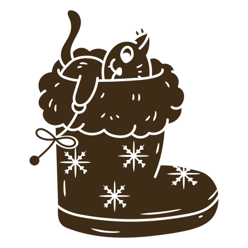 Playful christmas cat in a stocking design PNG Design