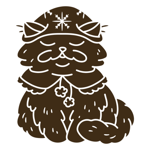 Ilustración de un adorable gato con atuendo festivo de invierno Diseño PNG
