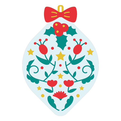 Diseño de adorno festivo navideño con elementos florales. Diseño PNG