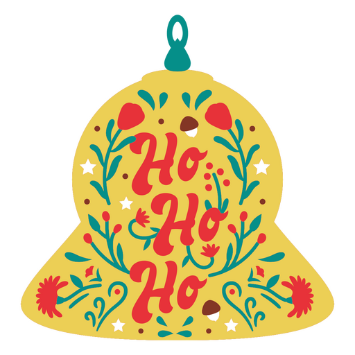 Design festivo de sino de Natal com detalhes florais Desenho PNG