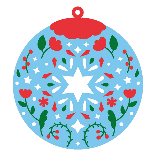 Colorful christmas ornament design with floral elements PNG Design