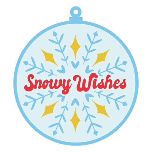 Diseño de adorno de copo de nieve festivo con deseos nevados. Diseño PNG