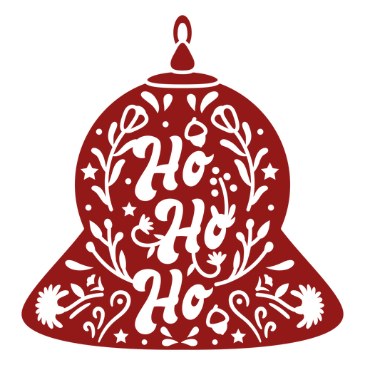Festive bell decoration with playful 'ho ho ho' typography PNG Design
