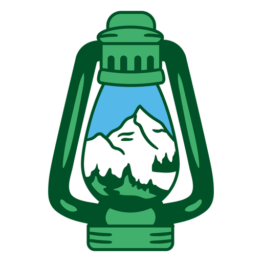 Green lamp with mountain scenery design PNG Design