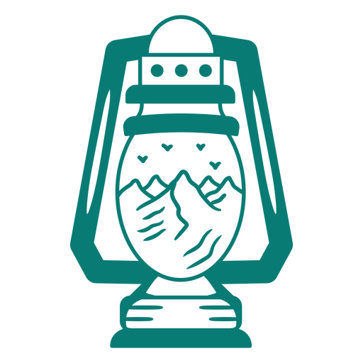 Hand-drawn lantern with mountain scene illustration PNG Design