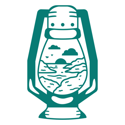 Ilustración caprichosa de paisaje con linternas Diseño PNG