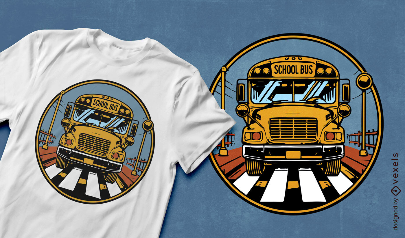 School bus crossing t-shirt design