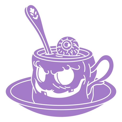 Diseño caprichoso de taza de té con forma de monstruo Diseño PNG