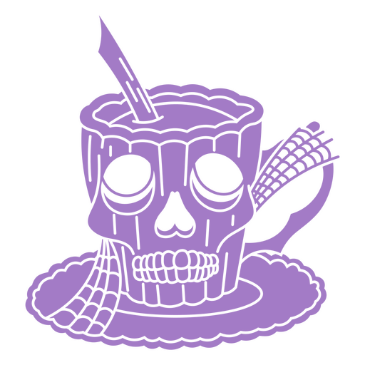 Recorte de calavera y taza de café Diseño PNG