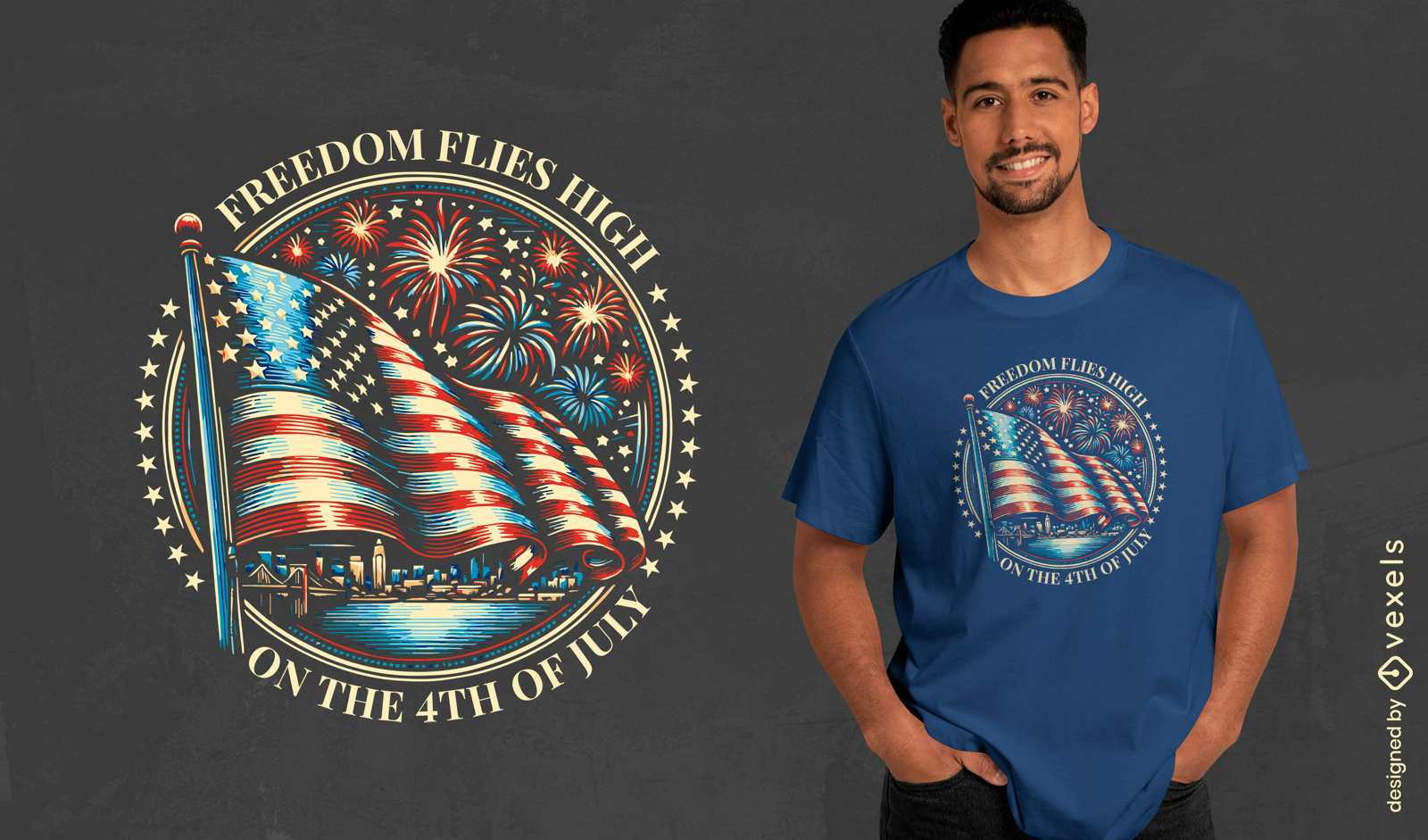 Celebratory 4th of July flag t-shirt design