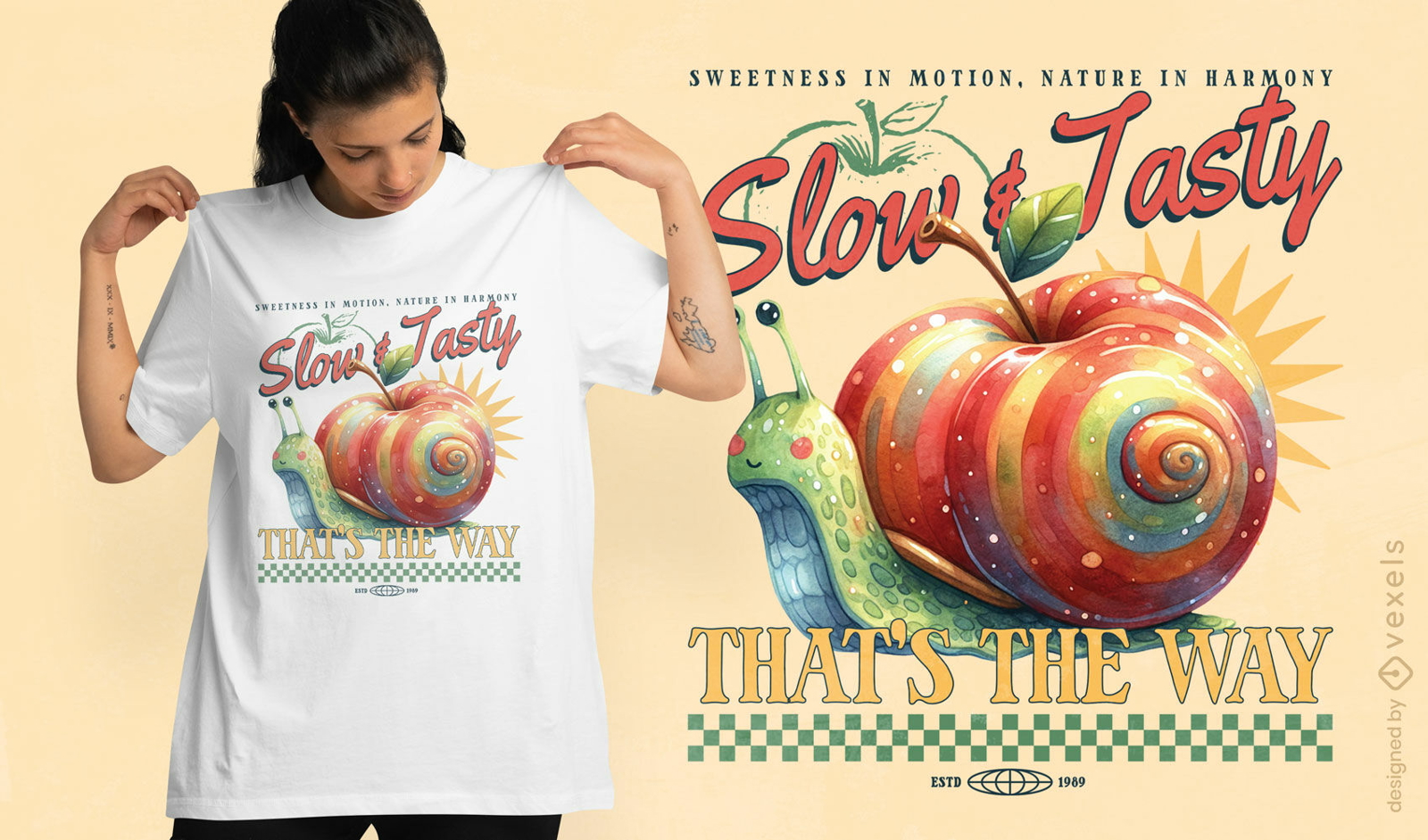 Slow and tasty snail t-shirt design