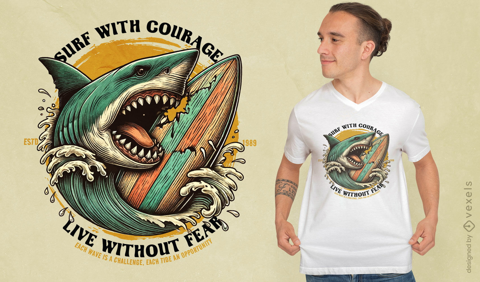 Sin miedo diseño de camiseta de tiburón.
