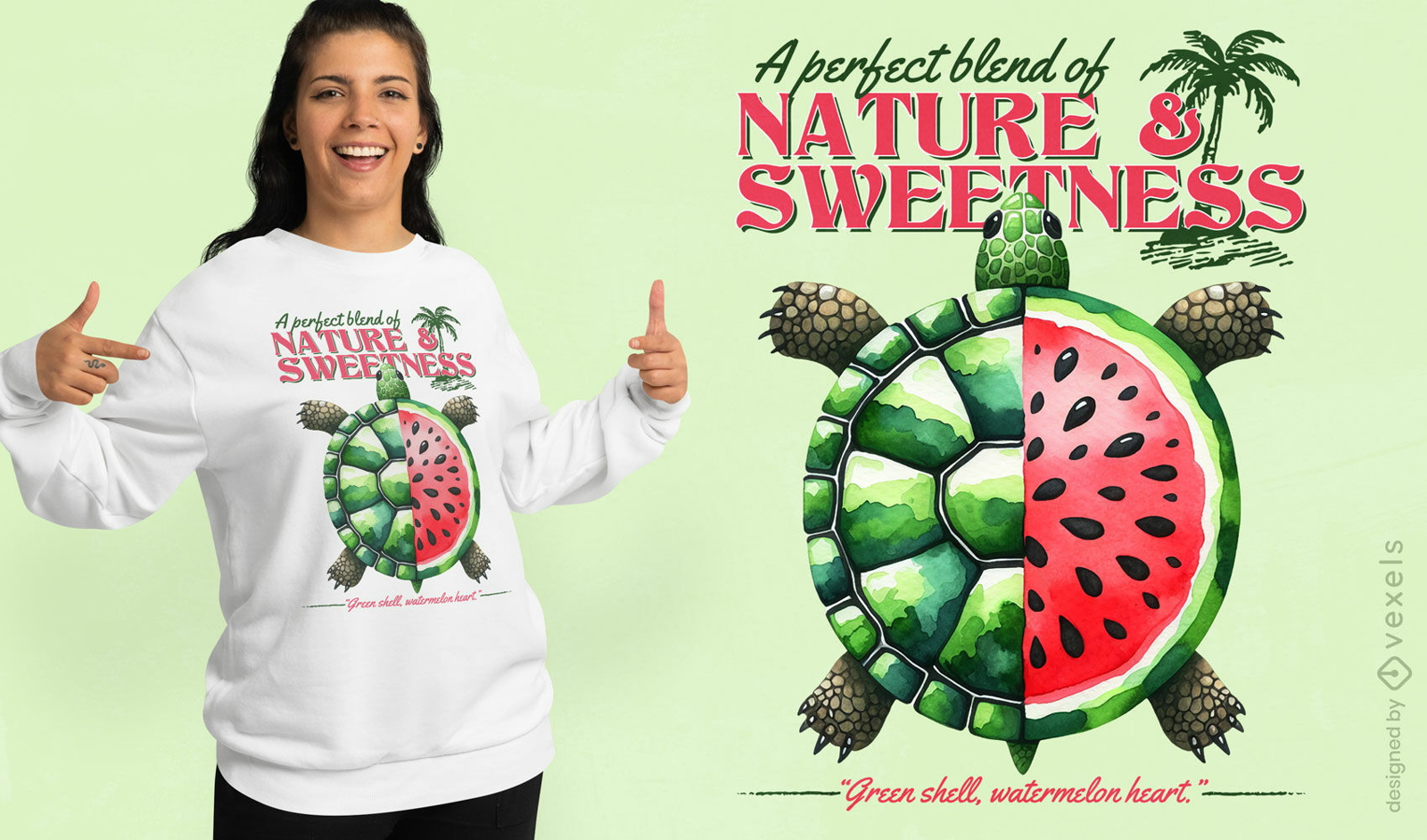 Design de camiseta com tartaruga melancia