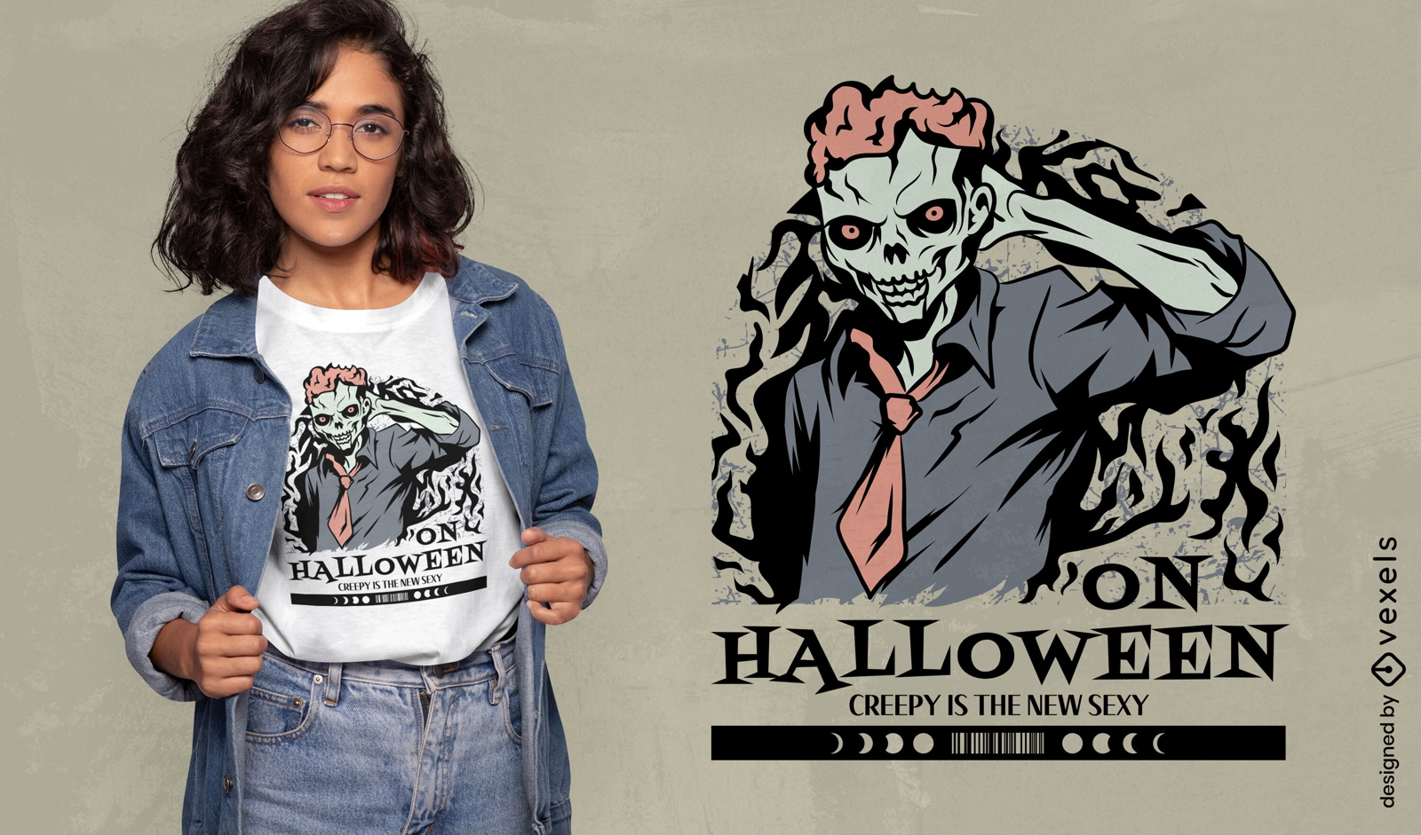 Creepy sexy Halloween t-shirt design