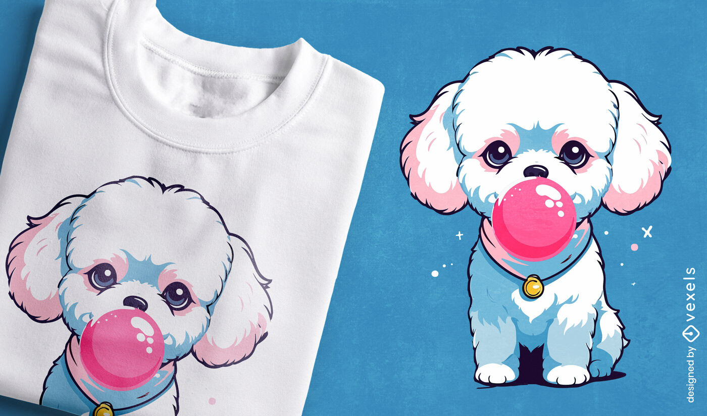 Lindo diseño de camiseta de perro chicle.