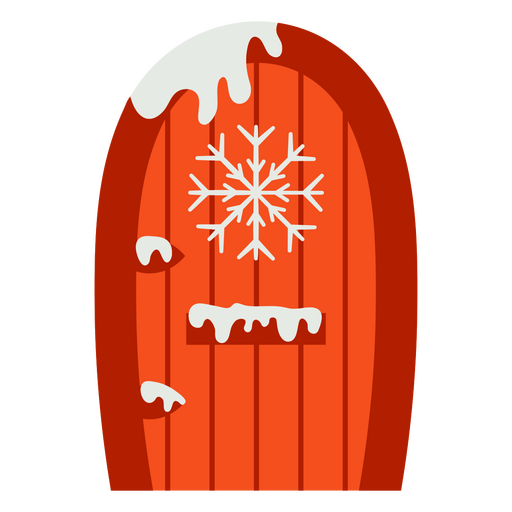 Design de porta vermelha com neve Desenho PNG