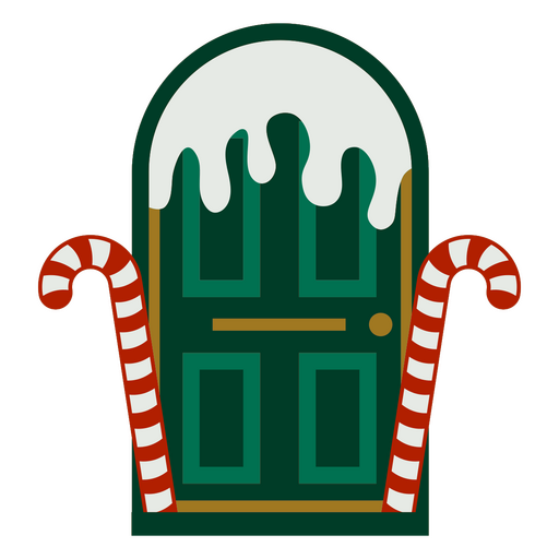 Green door with red and white stripes and a snowflake on top PNG Design