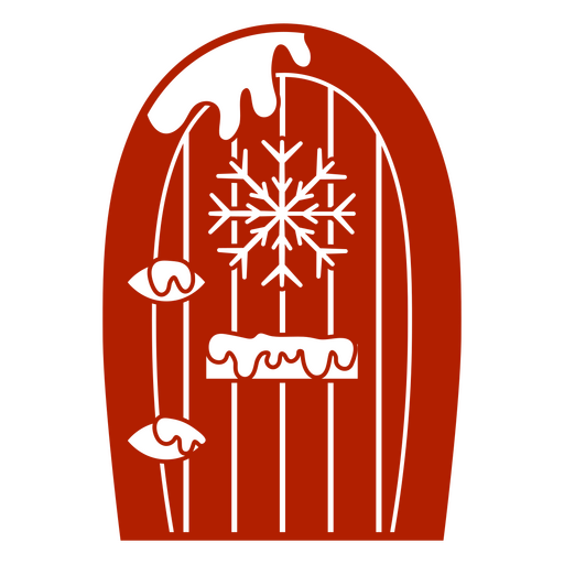 Puerta roja con diseño recortado de copo de nieve. Diseño PNG