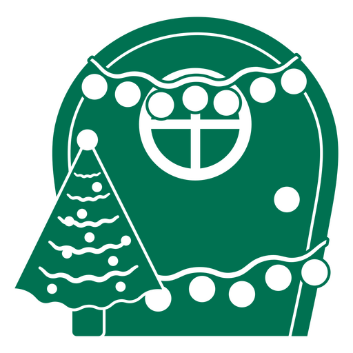 Diseño festivo de puerta navideña con árbol y luces. Diseño PNG