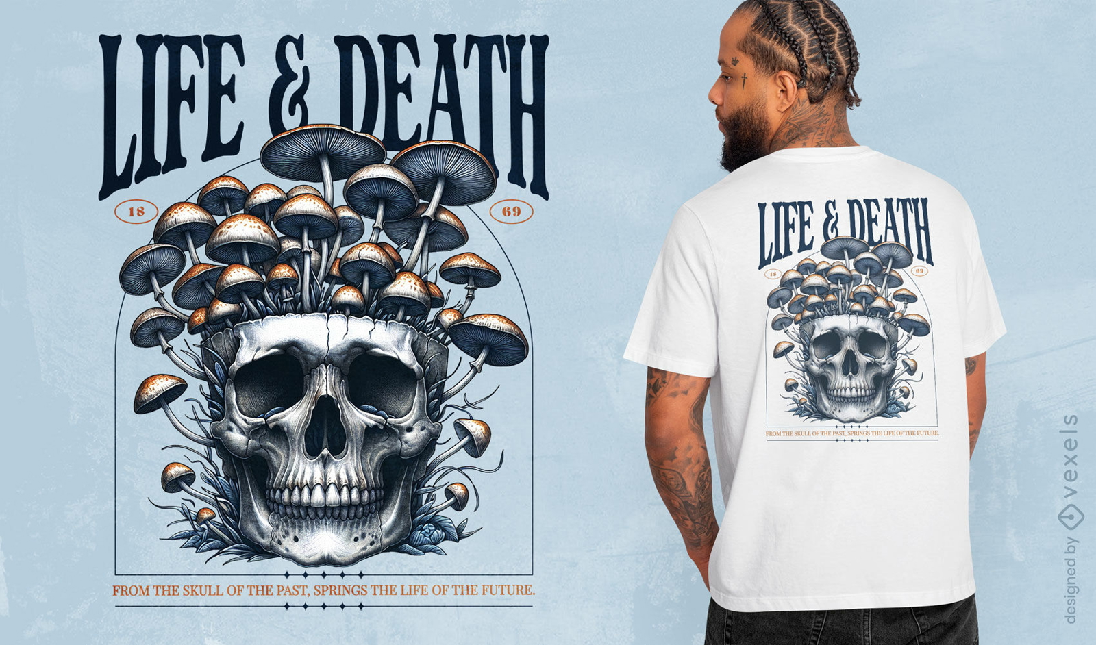 T-Shirt Design mit Pilz und Totenkopf