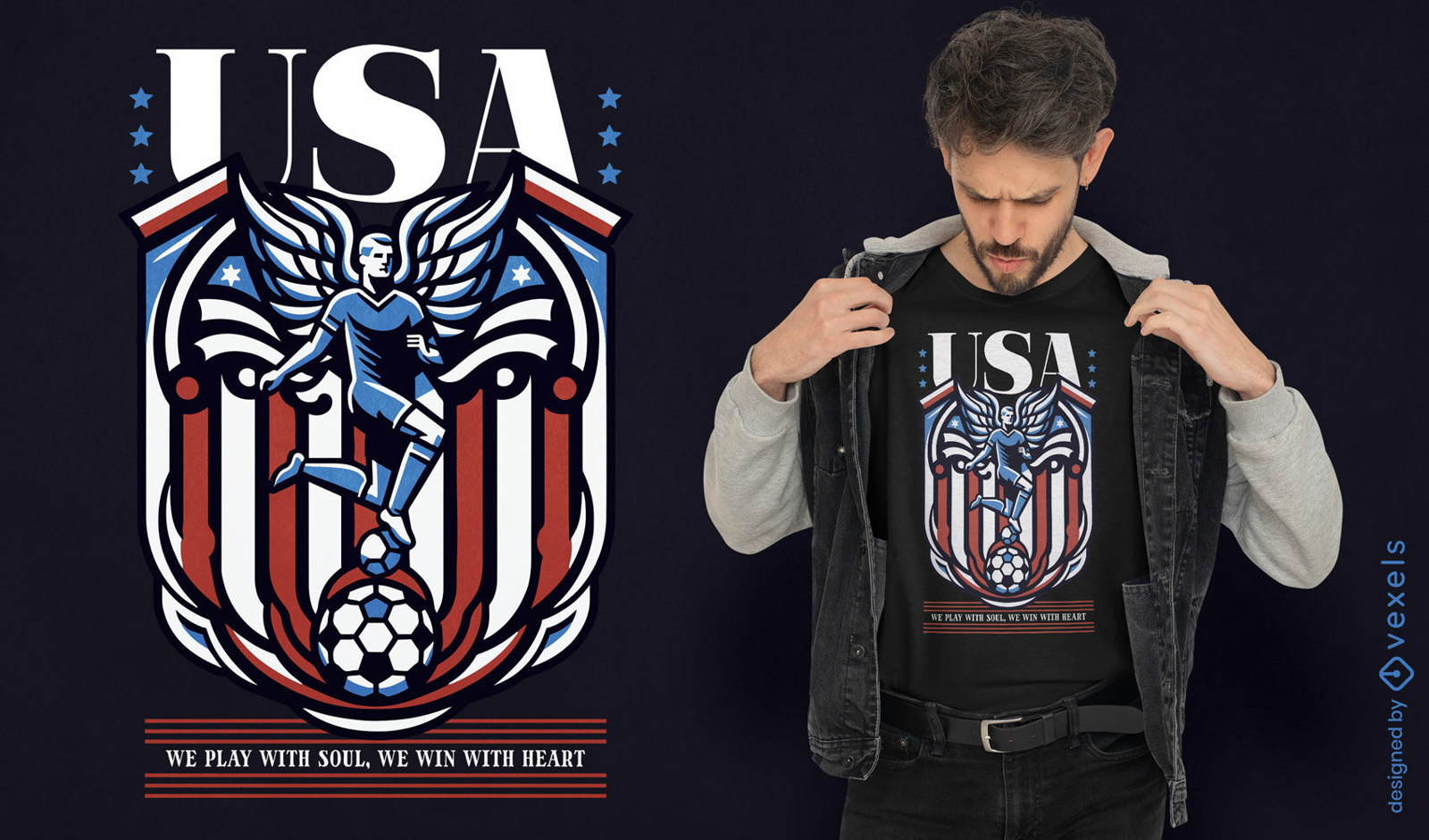 Design de camiseta de futebol do time dos EUA