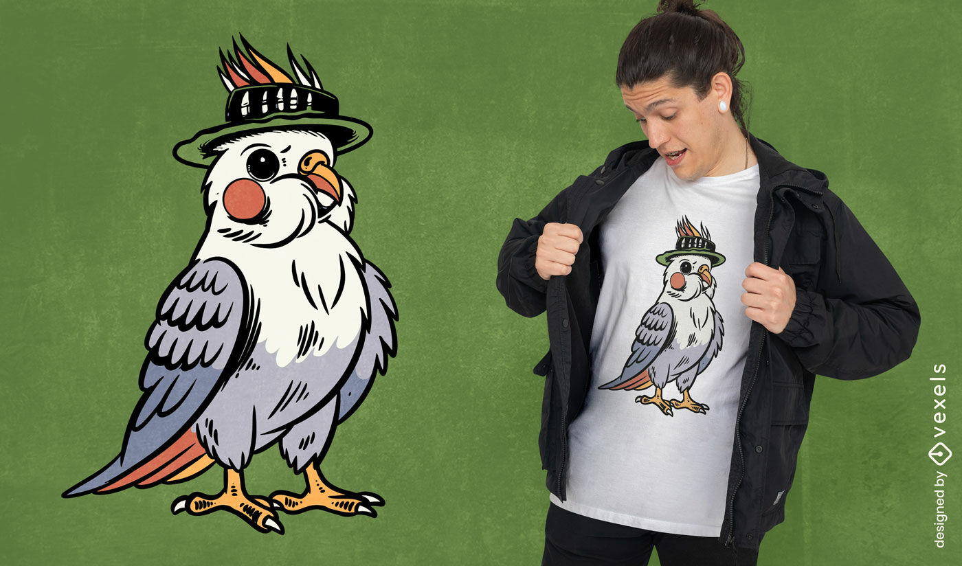 Cockatiel feathered hat t-shirt design