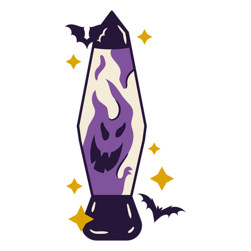 Ilustración espeluznante de una lámpara de lava con fantasmas y murciélagos Diseño PNG