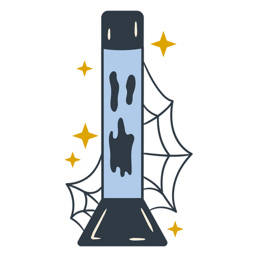 Playful ghost lamp illustration with spiderwebs PNG Design
