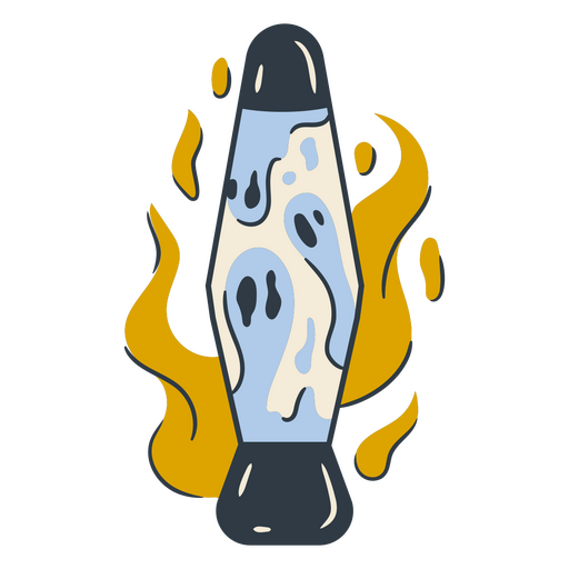 Ilustración elegante de una lámpara de lava con llamas Diseño PNG