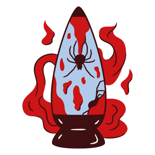 Spooky lava lamp design with spider PNG Design