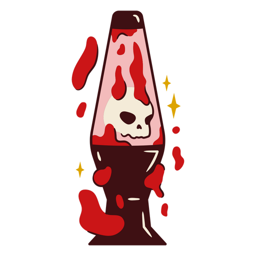 Diseño macabro de lámpara de lava con una calavera. Diseño PNG