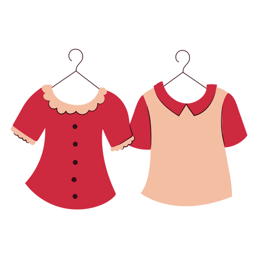 Bezaubernde illustrierte Kleiderdesigns auf Kleiderbügeln PNG-Design