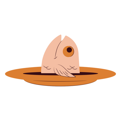 Ilustración de un pez juguetón en un plato Diseño PNG