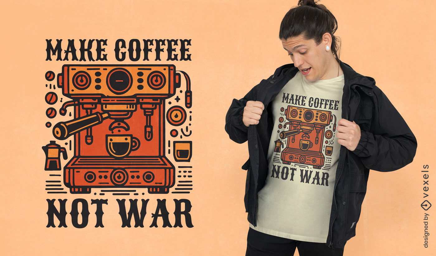 Friedliches Kaffeemaschinen-T-Shirt-Design