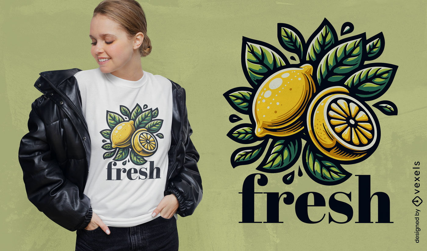 Diseño de camiseta de limón fresco.