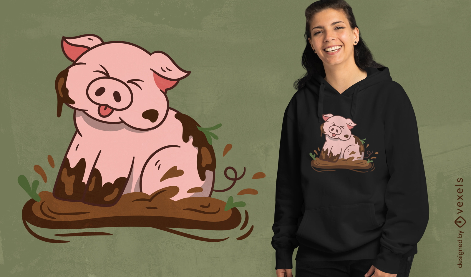 Design de camiseta de porco enlameado