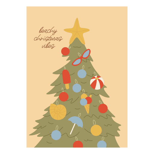 Ilustración caprichosa de un árbol de Navidad playero Diseño PNG